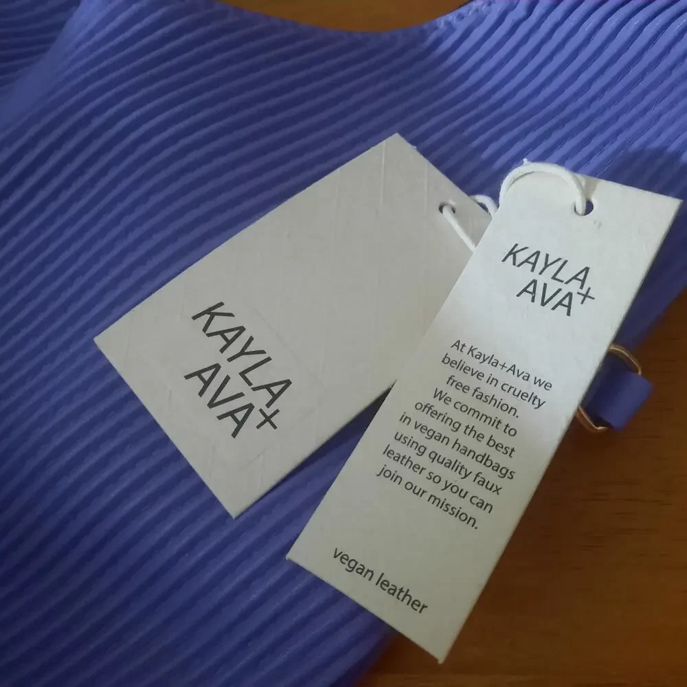 Kayla + Ava Womens Purple Vegan Pleated Cresent Shape Hobo Bag NWT
